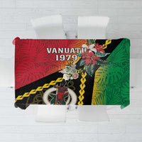 Happy Vanuatu Constitution Day Tablecloth Flag Style With Sand Drawing Pattern LT05 Red - Polynesian Pride