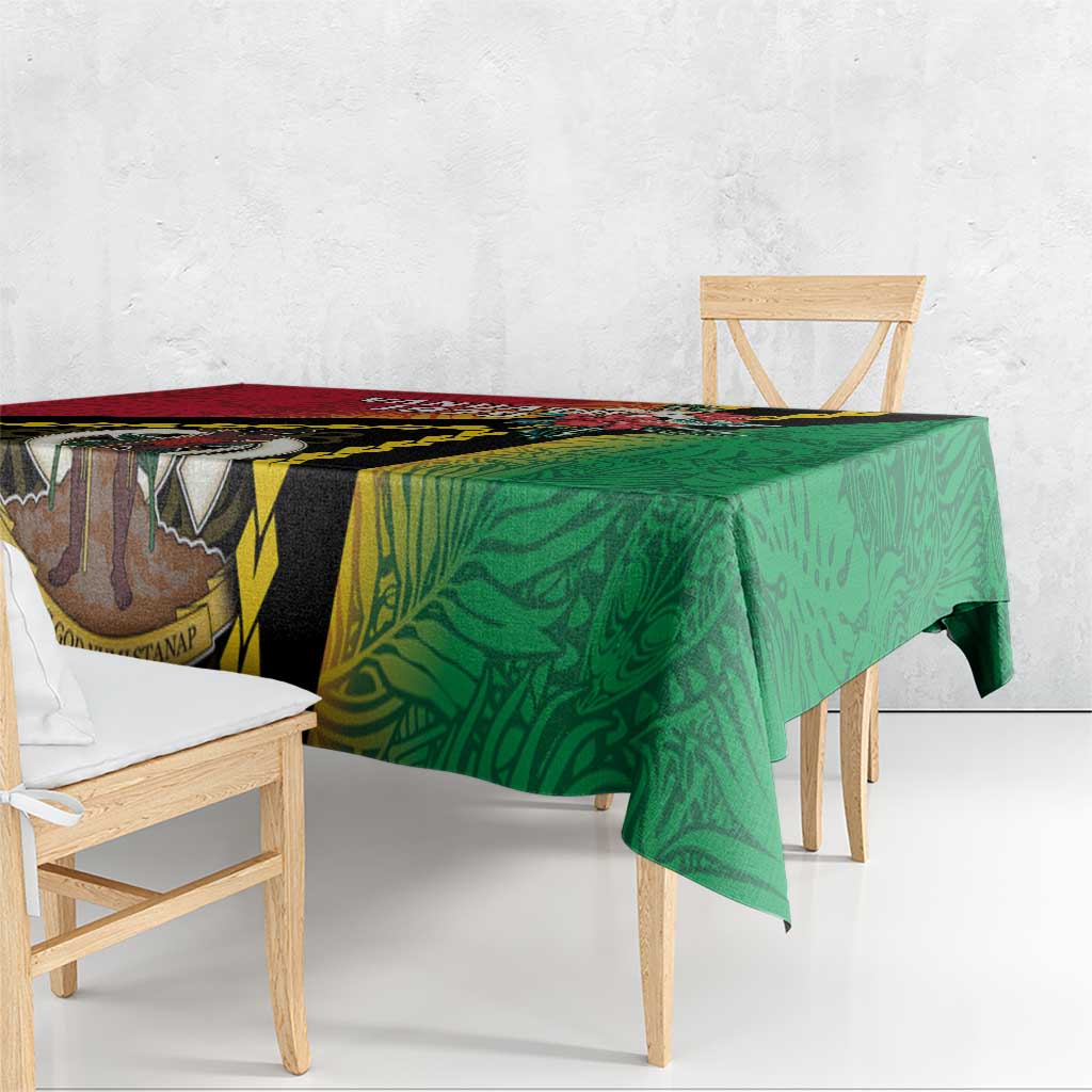 Happy Vanuatu Constitution Day Tablecloth Flag Style With Sand Drawing Pattern LT05 - Polynesian Pride