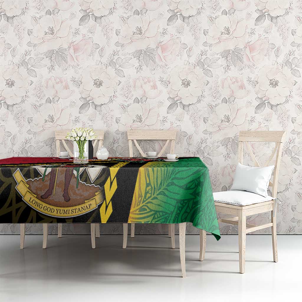 Happy Vanuatu Constitution Day Tablecloth Flag Style With Sand Drawing Pattern LT05 - Polynesian Pride