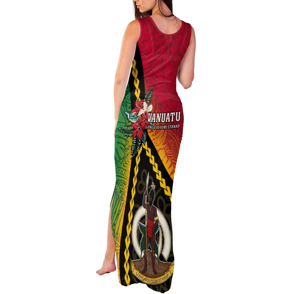 Happy Vanuatu Constitution Day Tank Maxi Dress Flag Style With Sand Drawing Pattern LT05 - Polynesian Pride