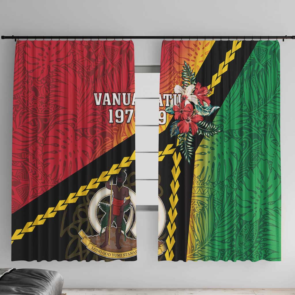 Happy Vanuatu Constitution Day Window Curtain Flag Style With Sand Drawing Pattern LT05 With Hooks Red - Polynesian Pride