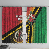 Happy Vanuatu Constitution Day Window Curtain Flag Style With Sand Drawing Pattern LT05 With Hooks Red - Polynesian Pride