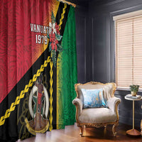 Happy Vanuatu Constitution Day Window Curtain Flag Style With Sand Drawing Pattern LT05 - Polynesian Pride