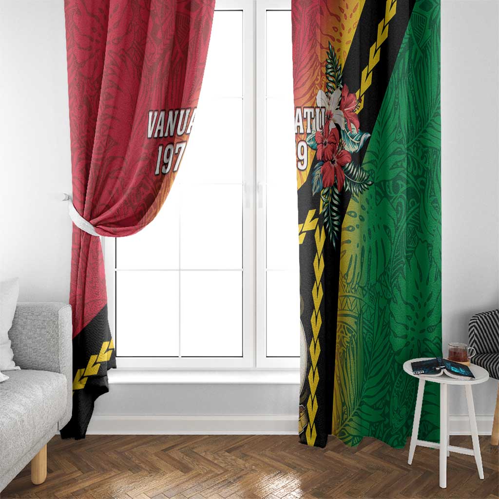 Happy Vanuatu Constitution Day Window Curtain Flag Style With Sand Drawing Pattern LT05 - Polynesian Pride