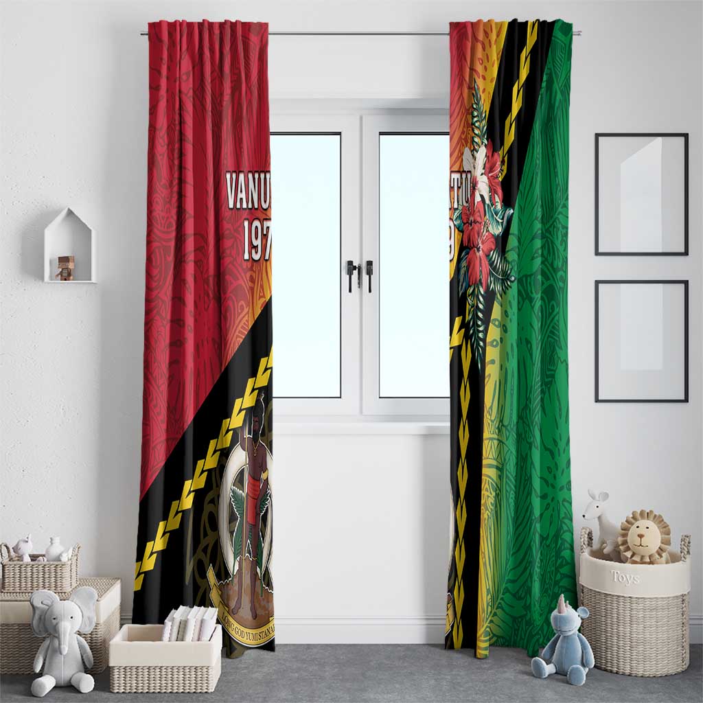 Happy Vanuatu Constitution Day Window Curtain Flag Style With Sand Drawing Pattern LT05 - Polynesian Pride