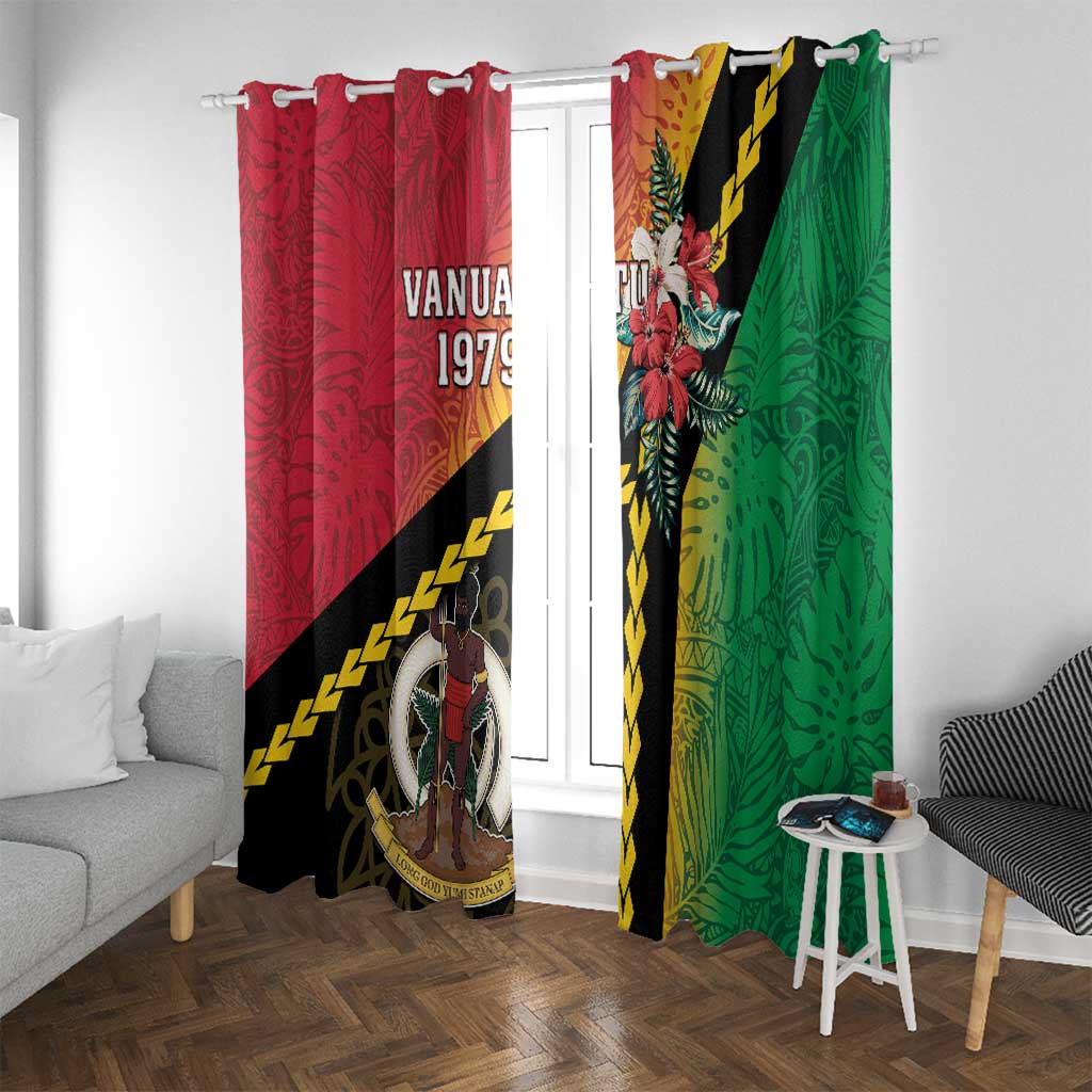 Happy Vanuatu Constitution Day Window Curtain Flag Style With Sand Drawing Pattern LT05 With Grommets Red - Polynesian Pride