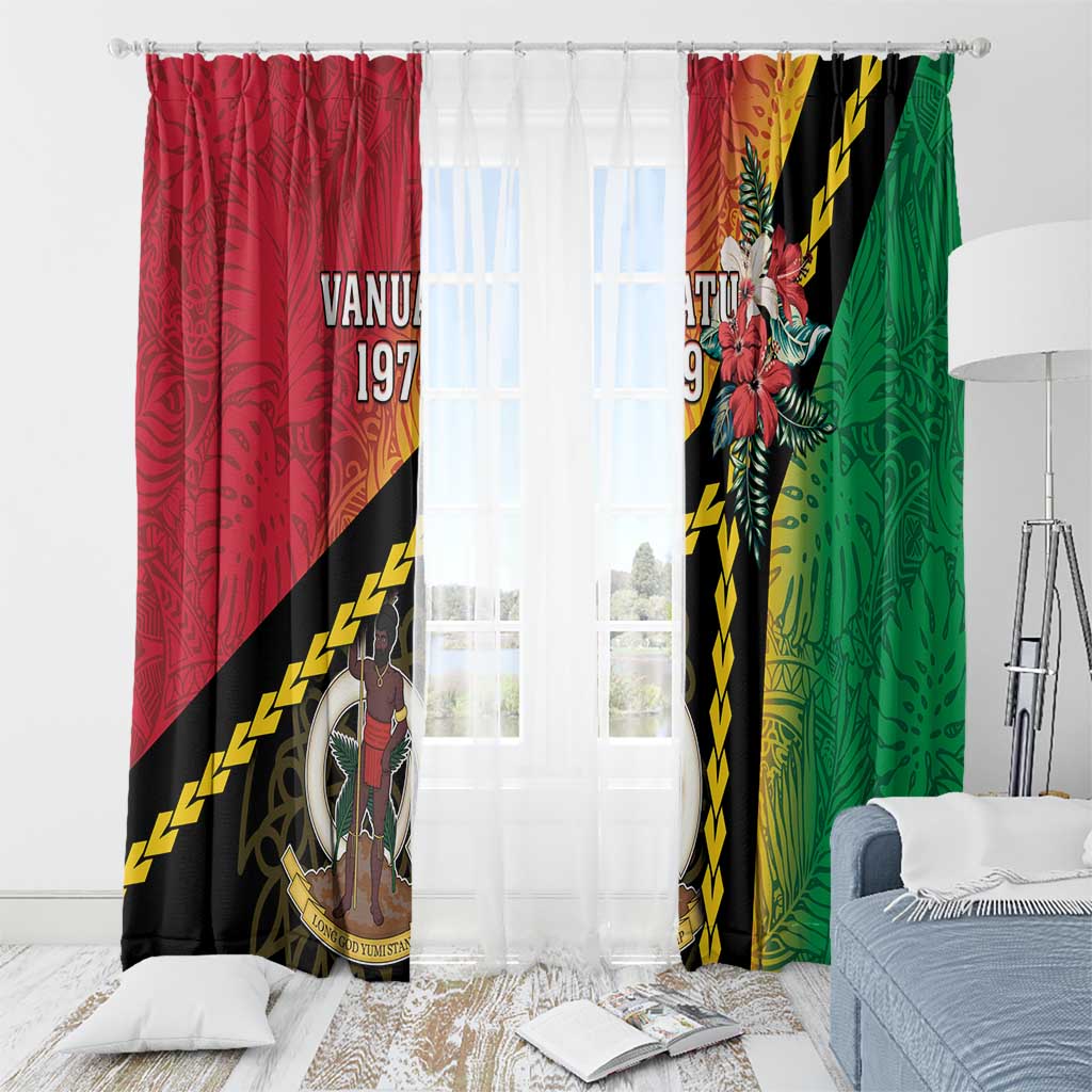 Happy Vanuatu Constitution Day Window Curtain Flag Style With Sand Drawing Pattern LT05 - Polynesian Pride