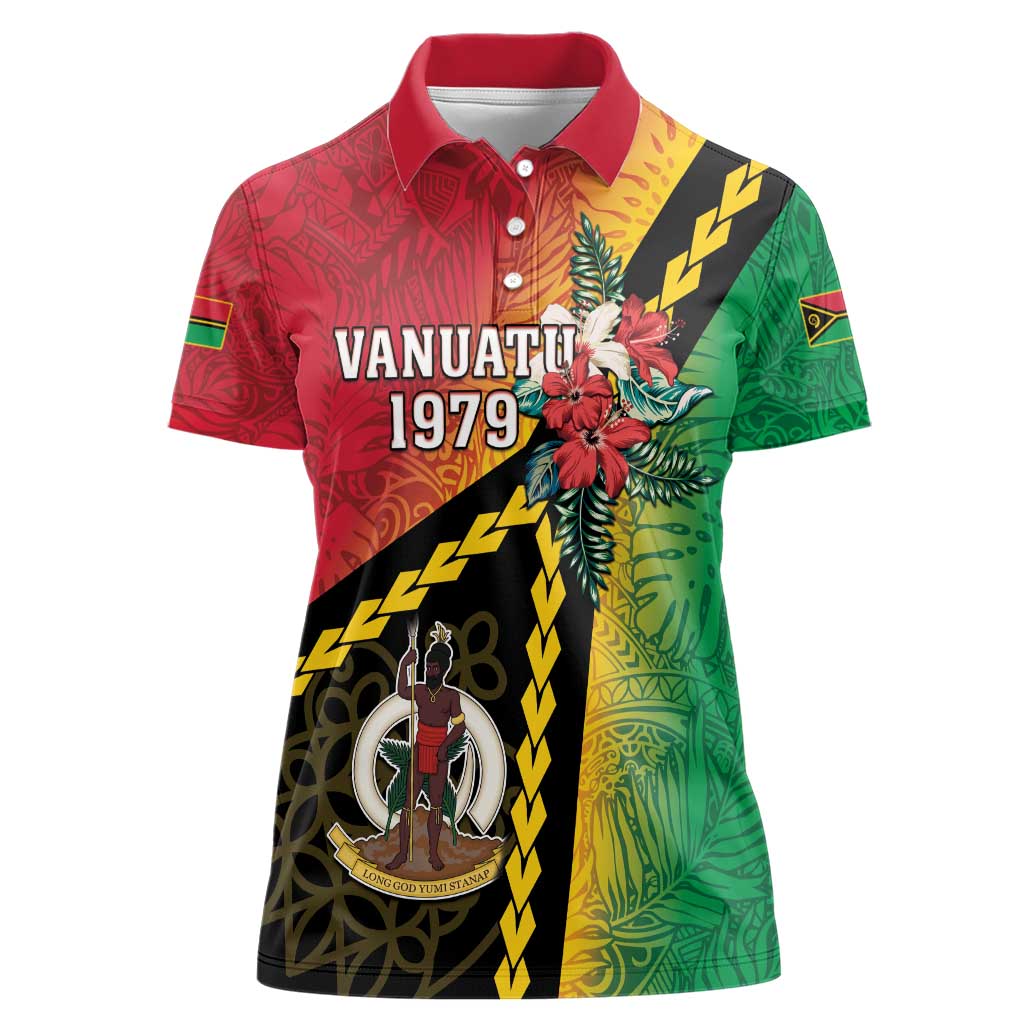 Happy Vanuatu Constitution Day Women Polo Shirt Flag Style With Sand Drawing Pattern