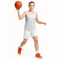 Tokelau White Sunday Basketball Jersey Elegant Hibiscus Polynesian Tribal Pattern LT05 - Polynesian Pride