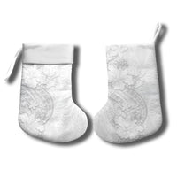 Tokelau White Sunday Christmas Stocking Elegant Hibiscus Polynesian Tribal Pattern LT05 - Polynesian Pride