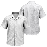 Tokelau White Sunday Family Matching Long Sleeve Bodycon Dress and Hawaiian Shirt Elegant Hibiscus Polynesian Tribal Pattern LT05 Son's Shirt White - Polynesian Pride
