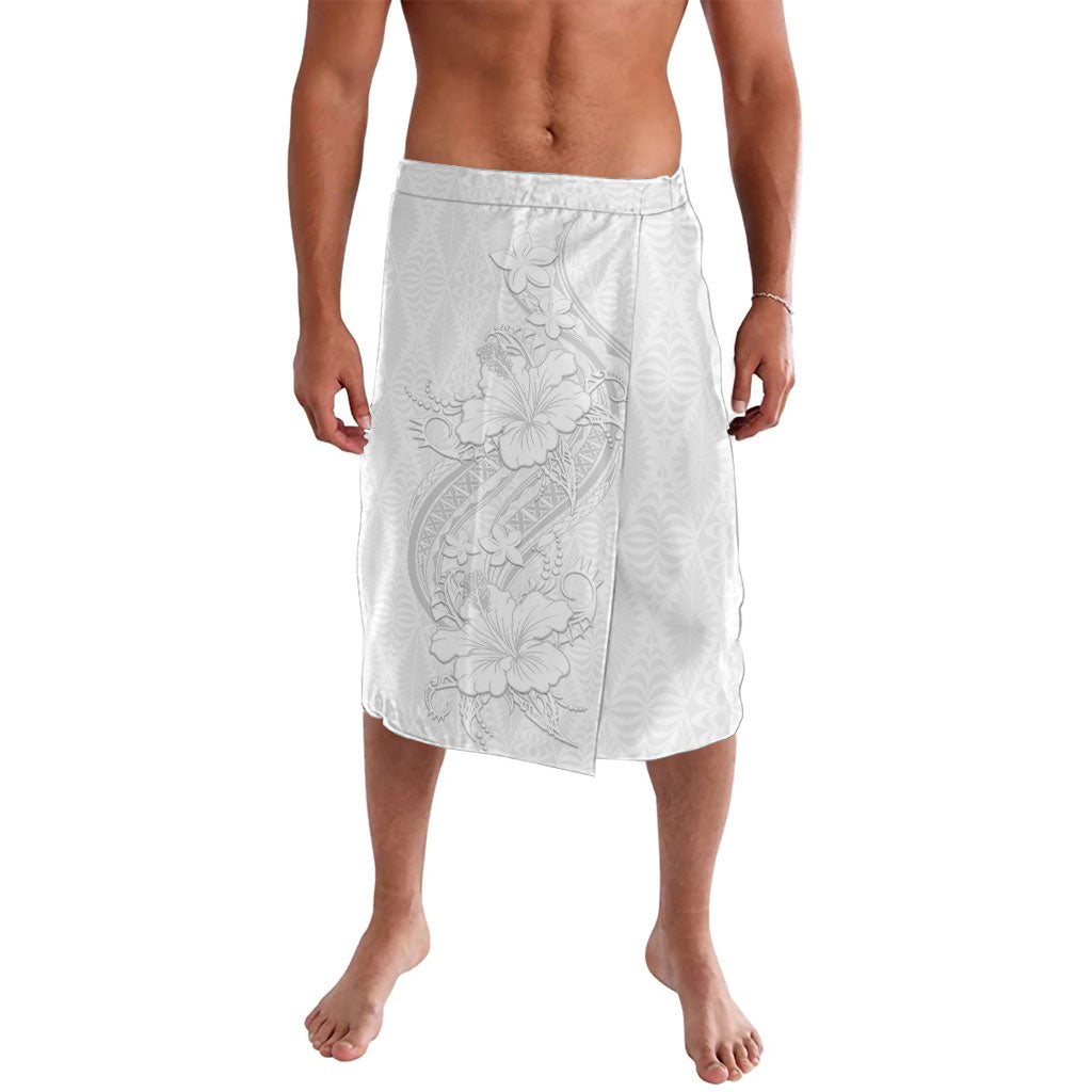 Tokelau White Sunday Lavalava Elegant Hibiscus Polynesian Tribal Pattern LT05 White - Polynesian Pride