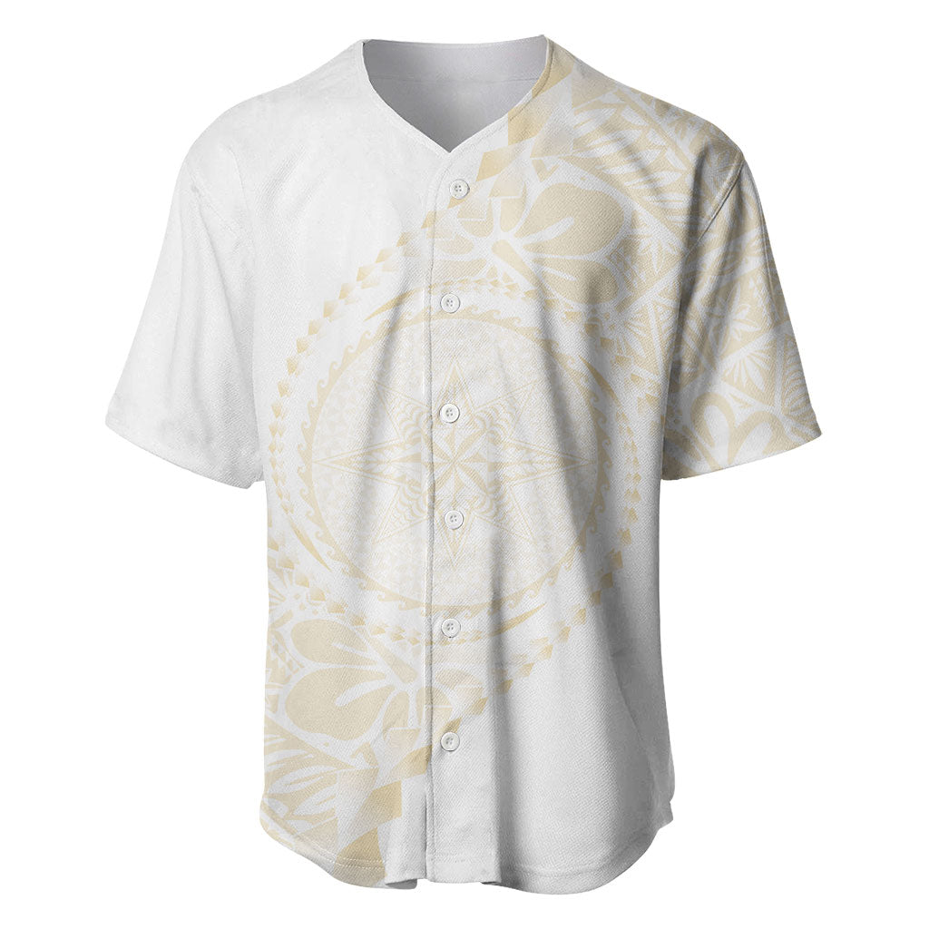 Tonga White Sunday Baseball Jersey Lotu Tamaiti Tongan Kupesi Pattern LT05 Beige - Polynesian Pride