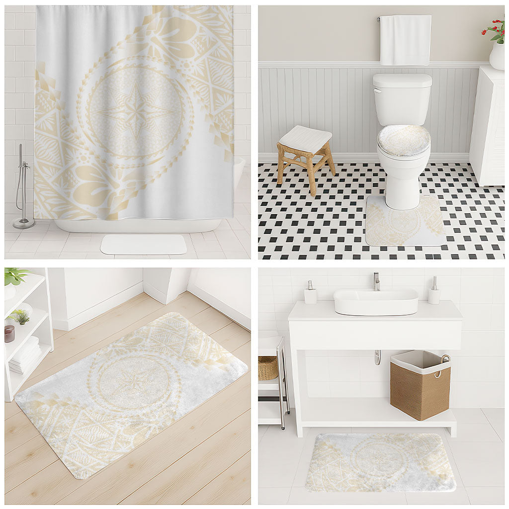 Tonga White Sunday Bathroom Set Lotu Tamaiti Tongan Kupesi Pattern