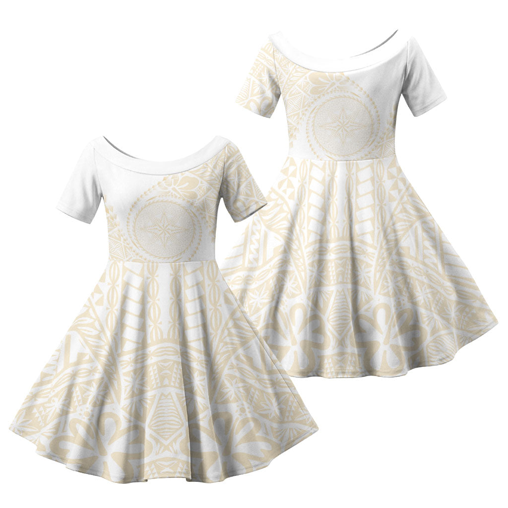 Tonga White Sunday Family Matching Puletasi and Hawaiian Shirt Lotu Tamaiti Tongan Kupesi Pattern