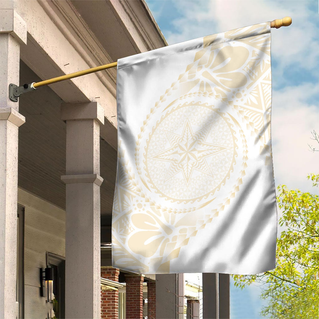 Tonga White Sunday Garden Flag Lotu Tamaiti Tongan Kupesi Pattern LT05 House Flag Beige - Polynesian Pride