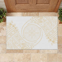 Tonga White Sunday Rubber Doormat Lotu Tamaiti Tongan Kupesi Pattern LT05 Beige - Polynesian Pride