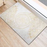 Tonga White Sunday Rubber Doormat Lotu Tamaiti Tongan Kupesi Pattern LT05 - Polynesian Pride