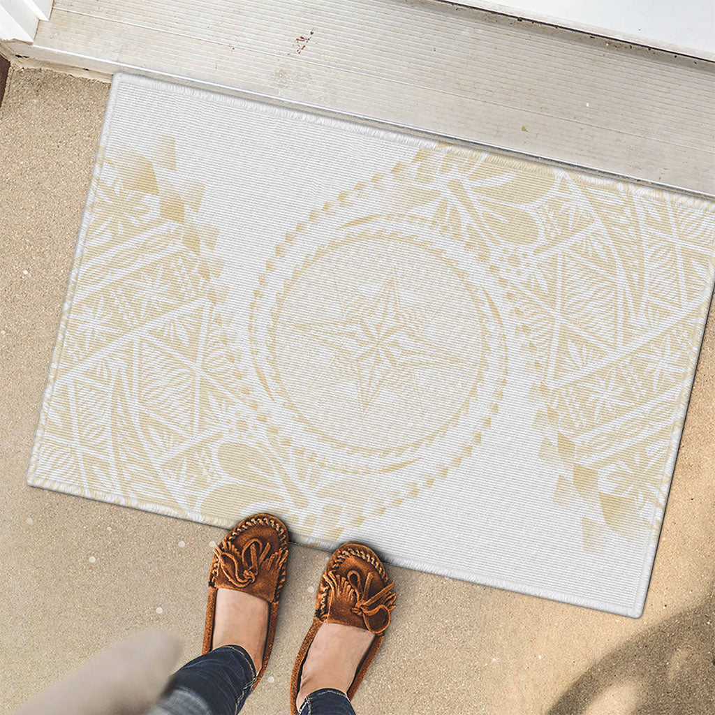 Tonga White Sunday Rubber Doormat Lotu Tamaiti Tongan Kupesi Pattern LT05 - Polynesian Pride