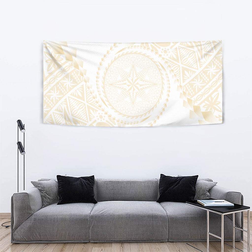 Tonga White Sunday Tapestry Lotu Tamaiti Tongan Kupesi Pattern