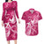 Breast Cancer Awareness Couples Matching Long Sleeve Bodycon Dress and Hawaiian Shirt Ribbon Polynesian Pattern Pink Version LT05 Pink - Polynesian Pride