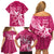 Breast Cancer Awareness Family Matching Off Shoulder Short Dress and Hawaiian Shirt Ribbon Polynesian Pattern Pink Version LT05 - Polynesian Pride