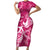 Breast Cancer Awareness Family Matching Short Sleeve Bodycon Dress and Hawaiian Shirt Ribbon Polynesian Pattern Pink Version LT05 Mom's Dress Pink - Polynesian Pride