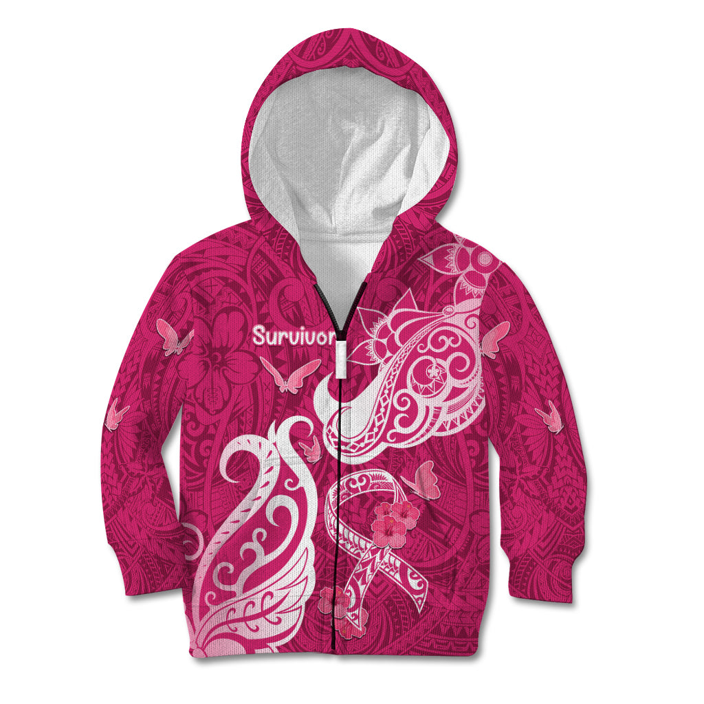 Breast Cancer Awareness Kid Hoodie Ribbon Polynesian Pattern Pink Version LT05 - Polynesian Pride