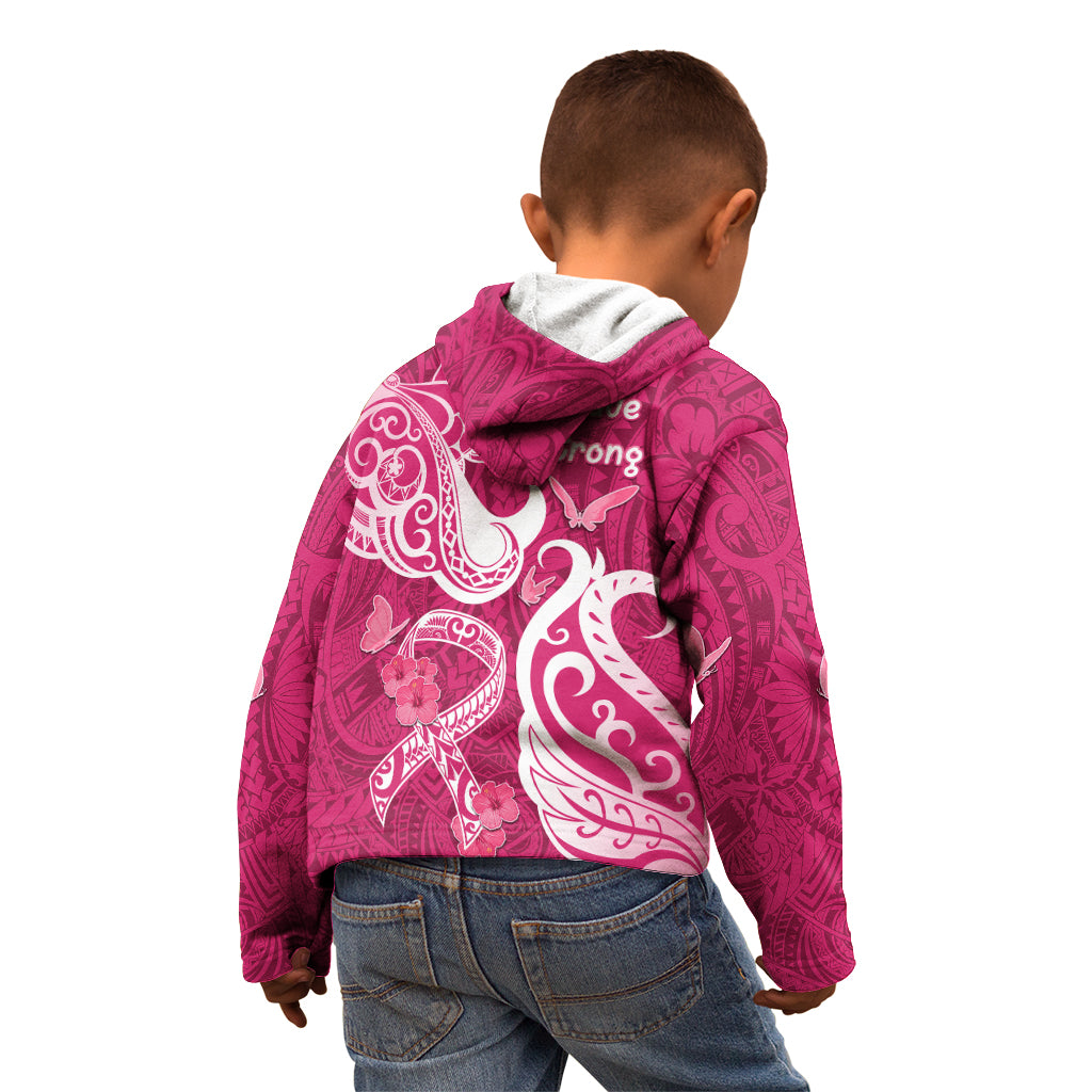 Breast Cancer Awareness Kid Hoodie Ribbon Polynesian Pattern Pink Version LT05 - Polynesian Pride