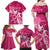 Personalized Breast Cancer Awareness Family Matching Off Shoulder Maxi Dress and Hawaiian Shirt Ribbon Polynesian Pattern Pink Version LT05 - Polynesian Pride