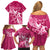 Personalized Breast Cancer Awareness Family Matching Off Shoulder Short Dress and Hawaiian Shirt Ribbon Polynesian Pattern Pink Version LT05 - Polynesian Pride