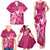 Personalized Breast Cancer Awareness Family Matching Tank Maxi Dress and Hawaiian Shirt Ribbon Polynesian Pattern Pink Version LT05 - Polynesian Pride