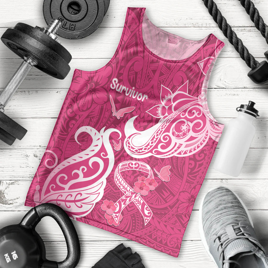 Personalized Breast Cancer Awareness Men Tank Top Ribbon Polynesian Pattern Pink Version LT05 Pink - Polynesian Pride