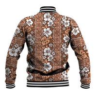 Hawaii Vintage Brown Hibiscus Tapa Pattern Baseball Jacket LT05 - Polynesian Pride