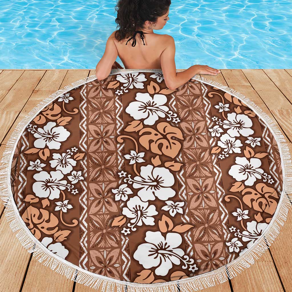 Hawaii Vintage Brown Hibiscus Tapa Pattern Beach Blanket LT05 - Polynesian Pride