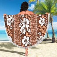 Hawaii Vintage Brown Hibiscus Tapa Pattern Beach Blanket LT05 - Polynesian Pride