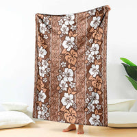 Hawaii Vintage Brown Hibiscus Tapa Pattern Blanket LT05 - Polynesian Pride