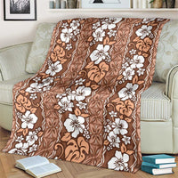 Hawaii Vintage Brown Hibiscus Tapa Pattern Blanket LT05 - Polynesian Pride