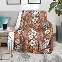 Hawaii Vintage Brown Hibiscus Tapa Pattern Blanket LT05 - Polynesian Pride