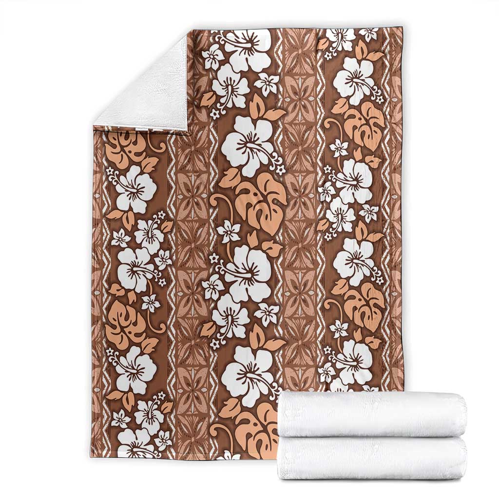 Hawaii Vintage Brown Hibiscus Tapa Pattern Blanket LT05 - Polynesian Pride