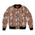 Hawaii Vintage Brown Hibiscus Tapa Pattern Bomber Jacket