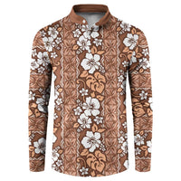 Hawaii Vintage Brown Hibiscus Tapa Pattern Button Sweatshirt LT05 Brown - Polynesian Pride