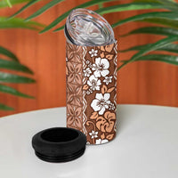 Hawaii Vintage Brown Hibiscus Tapa Pattern 4 in 1 Can Cooler Tumbler