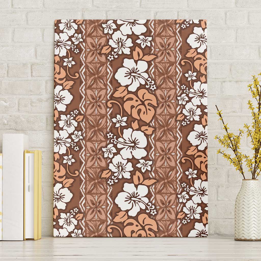 Hawaii Vintage Brown Hibiscus Tapa Pattern Canvas Wall Art LT05 Without Frame Brown - Polynesian Pride