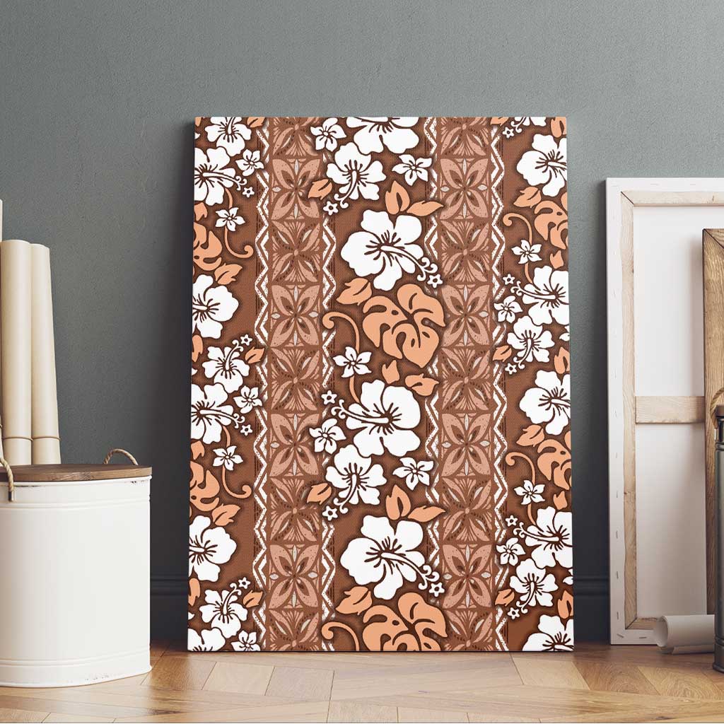 Hawaii Vintage Brown Hibiscus Tapa Pattern Canvas Wall Art LT05 - Polynesian Pride