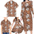 Hawaii Vintage Brown Hibiscus Tapa Pattern Family Matching Long Sleeve Bodycon Dress and Hawaiian Shirt