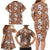 Hawaii Vintage Brown Hibiscus Tapa Pattern Family Matching Long Sleeve Bodycon Dress and Hawaiian Shirt