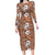 Hawaii Vintage Brown Hibiscus Tapa Pattern Family Matching Long Sleeve Bodycon Dress and Hawaiian Shirt