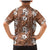 Hawaii Vintage Brown Hibiscus Tapa Pattern Family Matching Mermaid Dress and Hawaiian Shirt