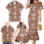 Hawaii Vintage Brown Hibiscus Tapa Pattern Family Matching Mermaid Dress and Hawaiian Shirt